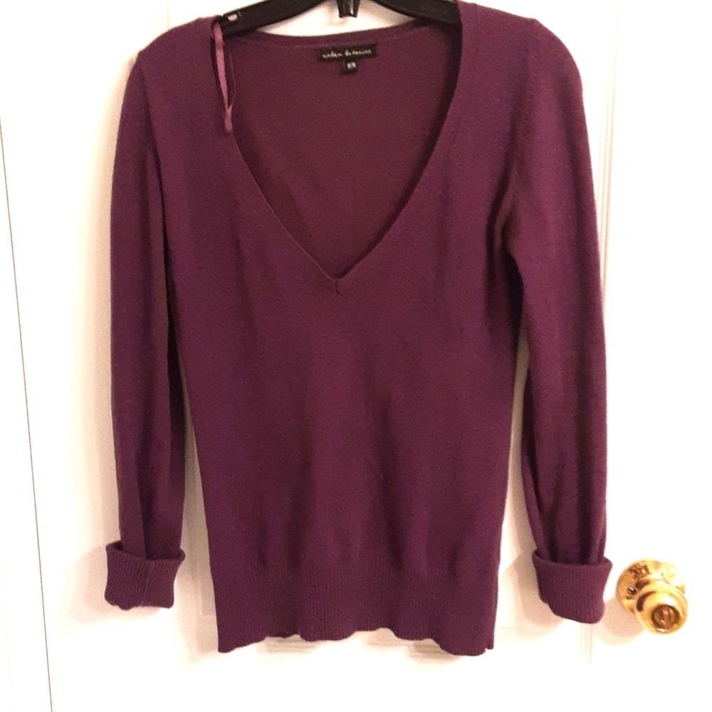 V-neck purple sweater